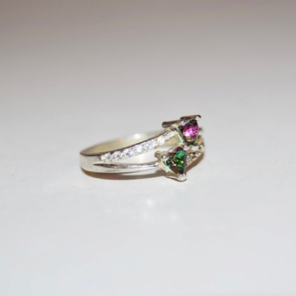 Vintage Sterling Silver CZ Ring sz 7 - Picture 2 of 4